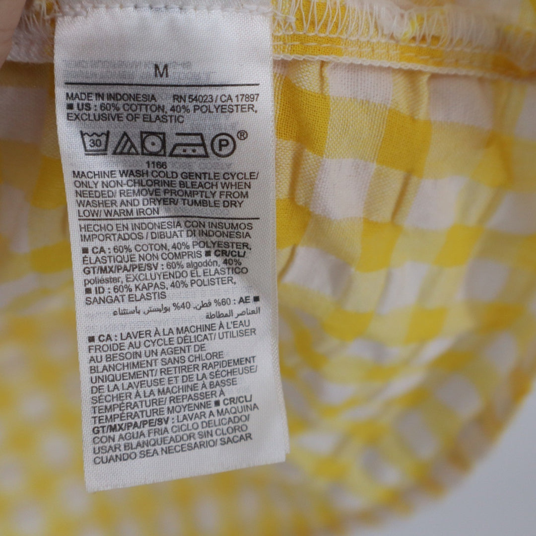 Old Navy Yellow Gingham Puff Sleeve Smocked Mini Dress Medium