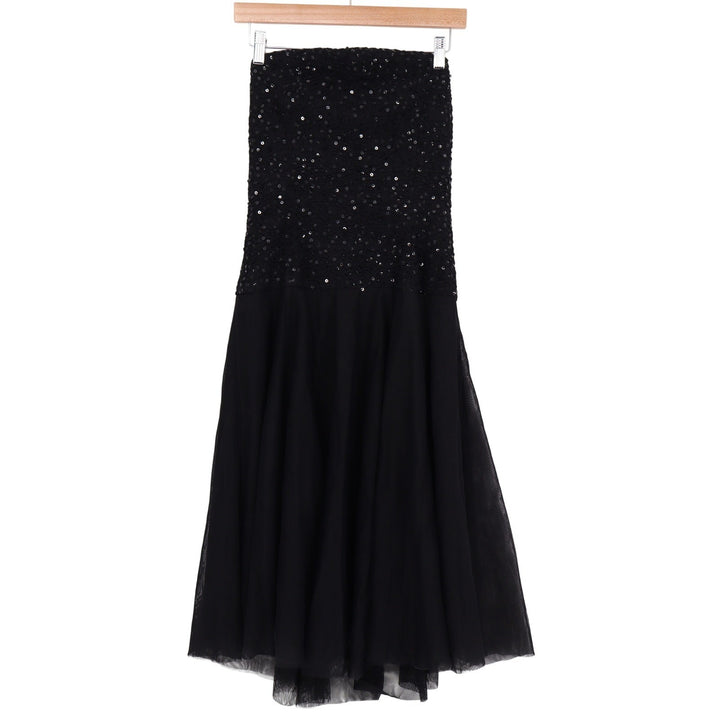 Alexia Admor Black Strapless Sequin Tulle Midi Dress Womens Size M Made in NYC