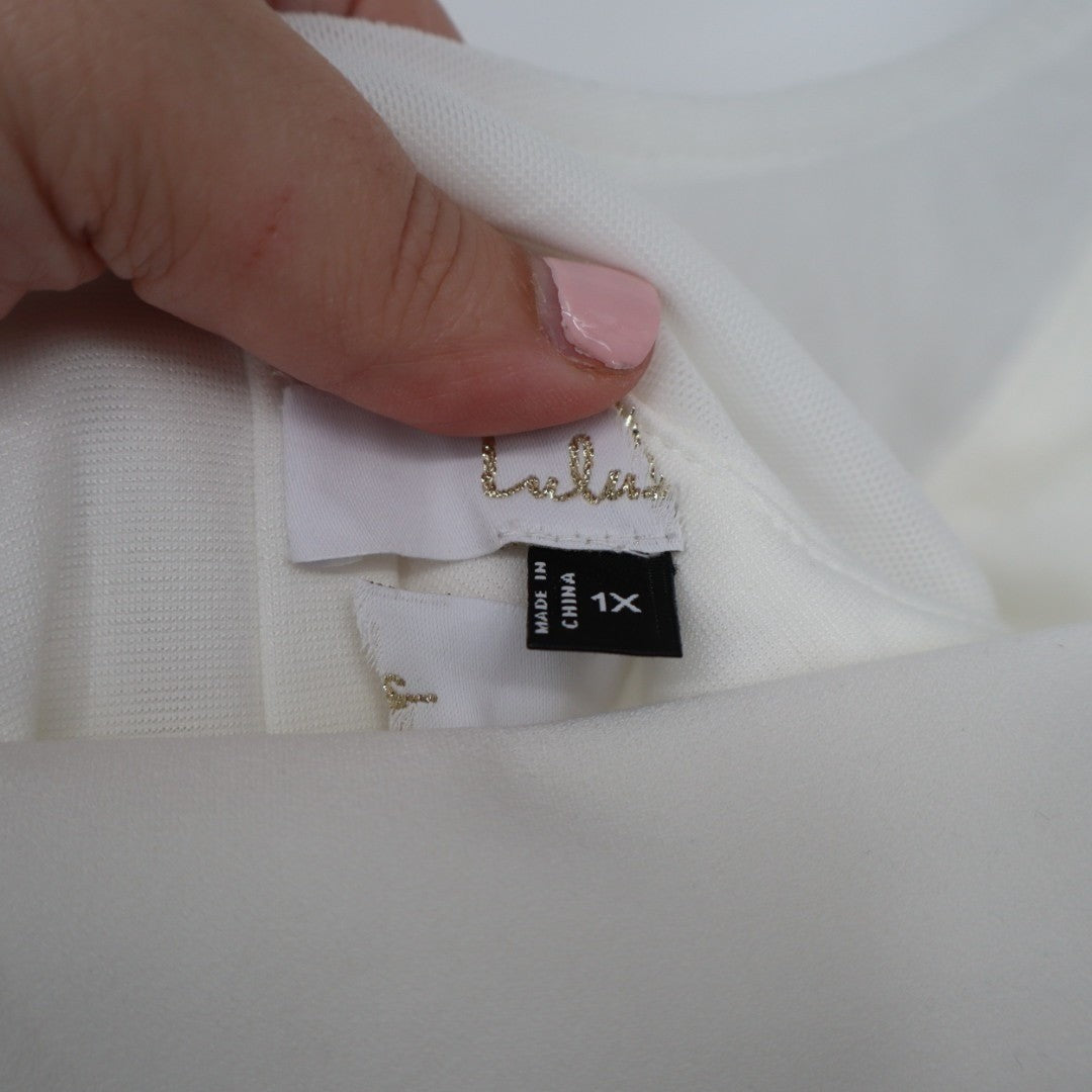 Lulus Blessed Romance Maxi Dress Womens 1X White Button Back Adjustable Strap