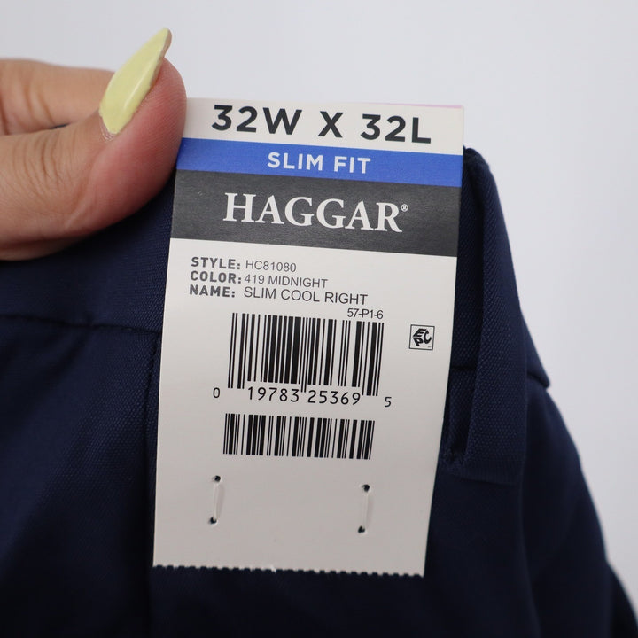 Haggar Cool Right Performance Flex Slim Fit Pants 32x32 Midnight Blue