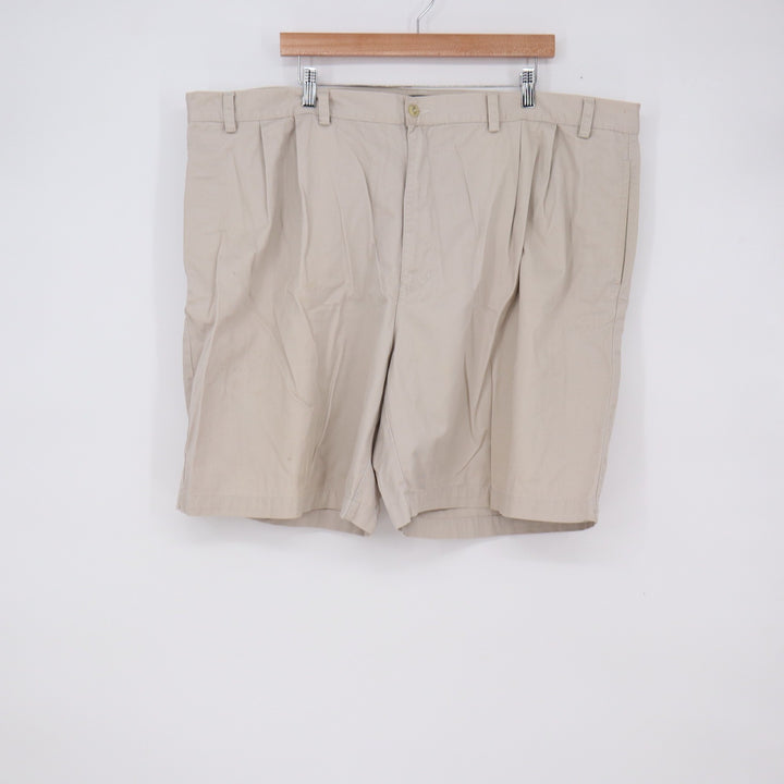 IZOD Shorts Mens 46 American Quality Chino Khaki Pleated Cotton Good
