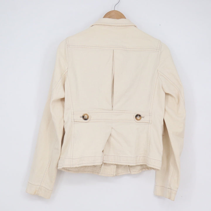 GAP Womens Utility Field Jacket Cream Cotton Stretch Button Front Size 6