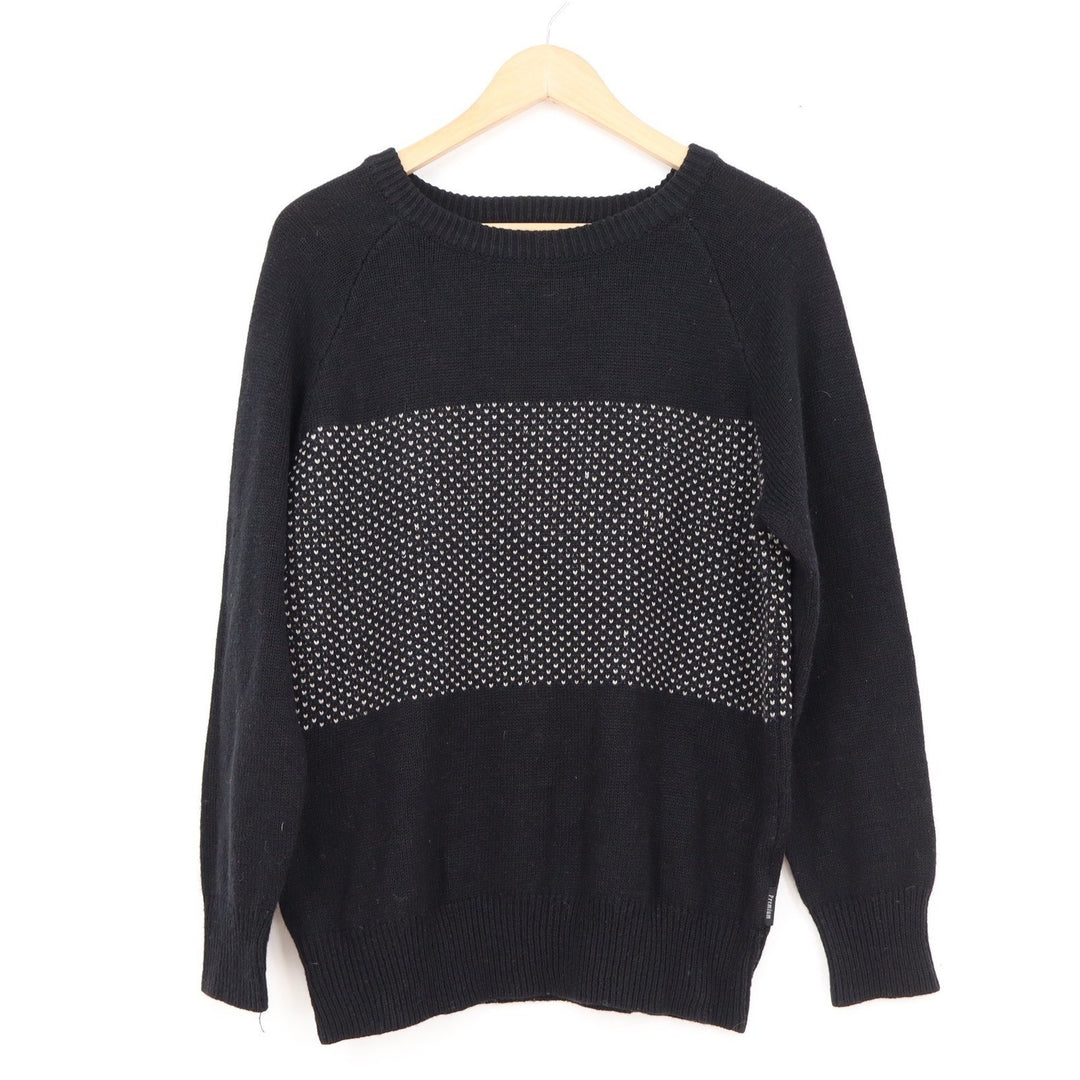 Cotton On Premium Collection XL Black White Patterned Band Crew Neck Sweater