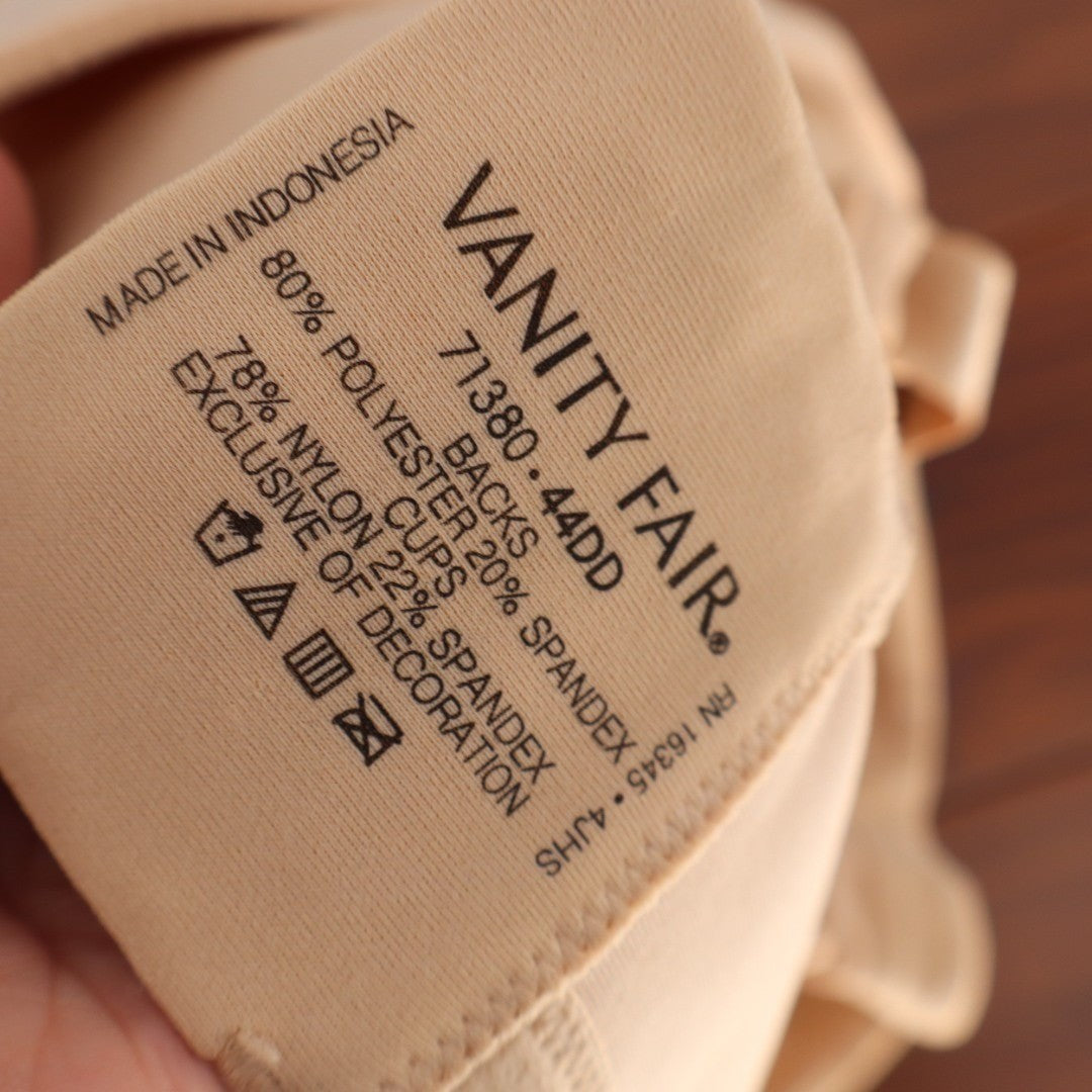 Vanity Fair Lingerie Beauty Back Smoother Bra Womens 44DD Beige Full-Figure