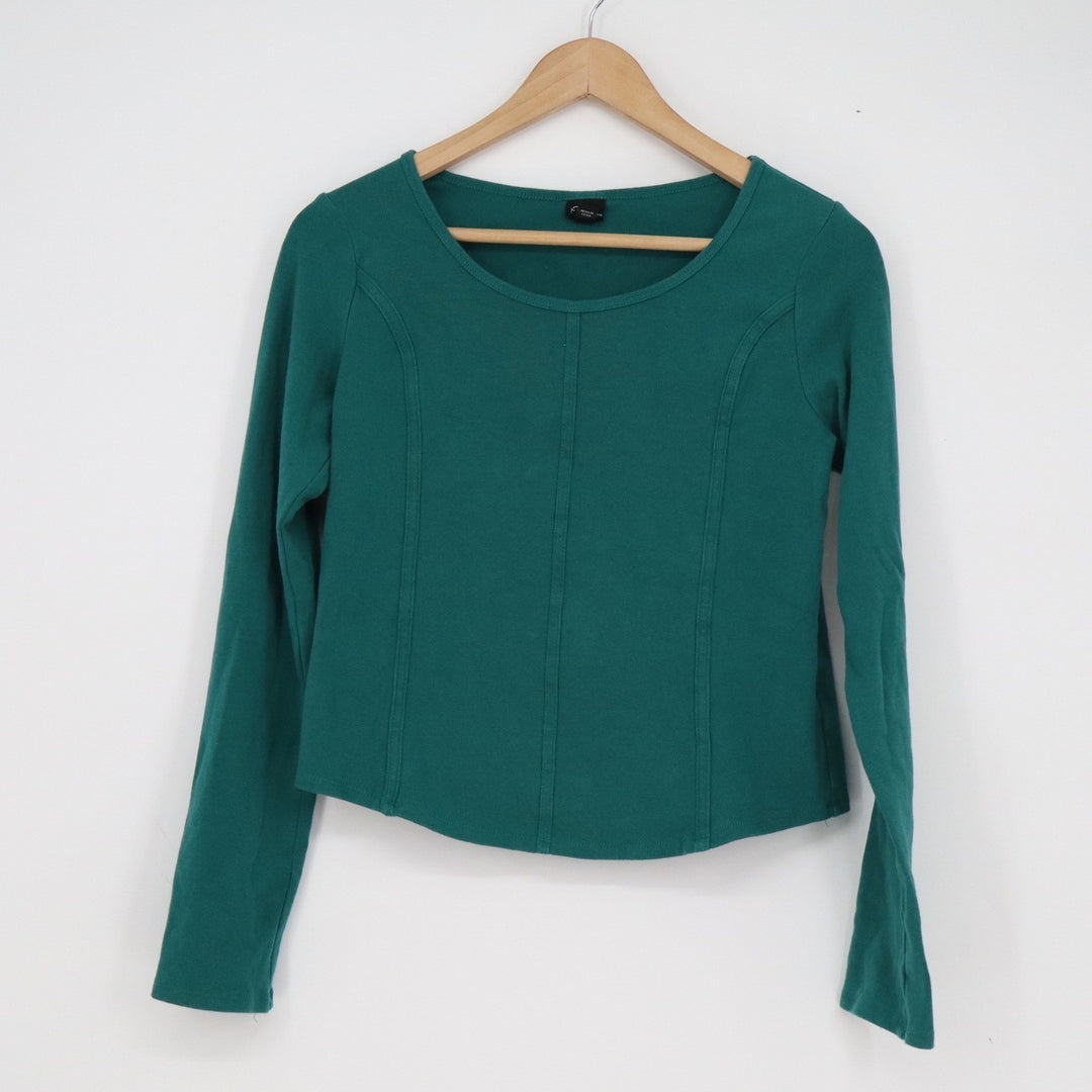 Art Class Girls XXL 16/18 Teal Green Long Sleeve Paneled Seam Top Scoop Neck