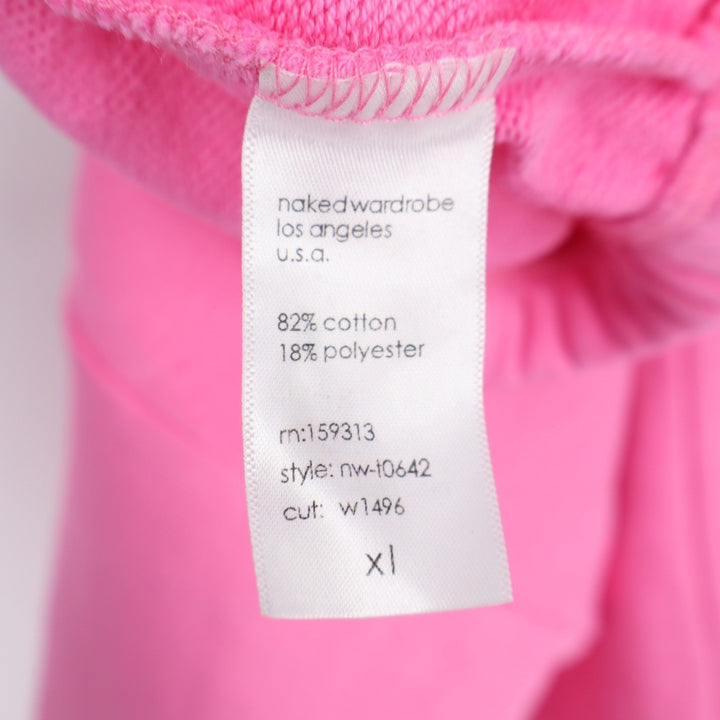 Naked Wardrobe Neon Pink Cropped Hoodie Sweatshirt XL Long Sleeve