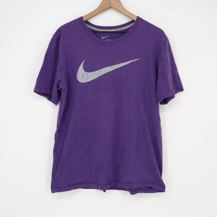 Nike Mens Purple Graphic Swoosh Logo Short Sleeve Cotton T-Shirt Large