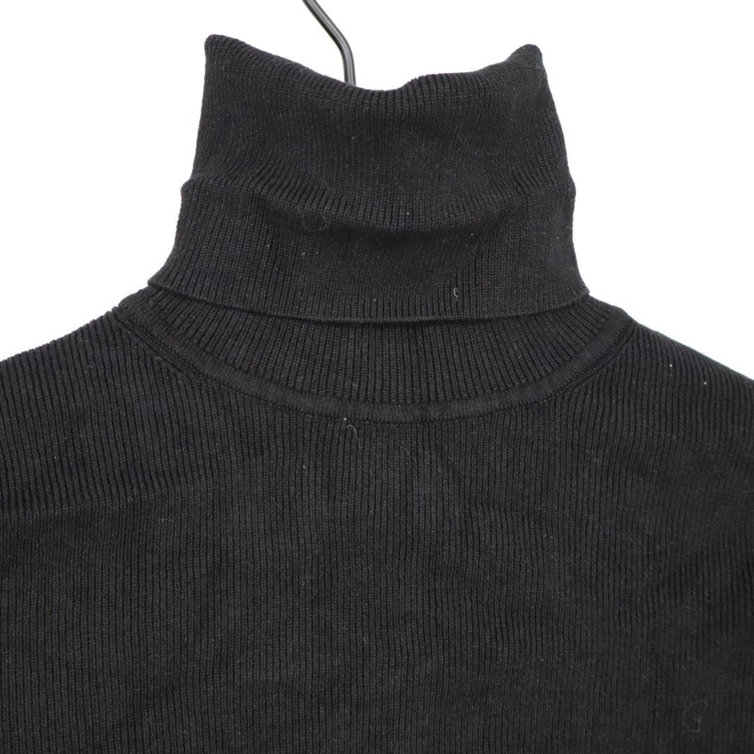 Zara Crop Sweater Womens Small Black Knitted Turtleneck Long Sleeve Pullover