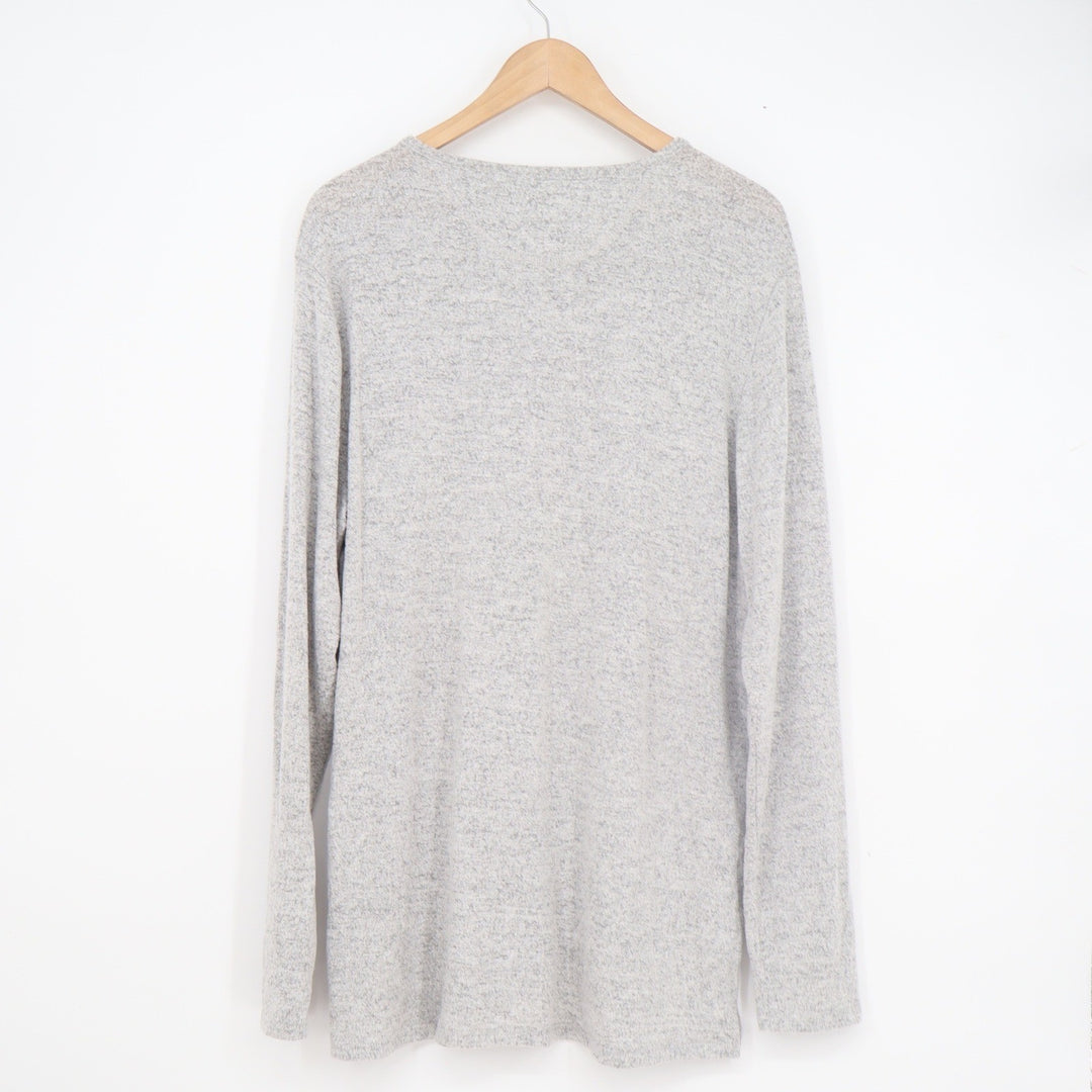 Civil Society Mens XL Grey Marl Long Sleeve Henley Shirt