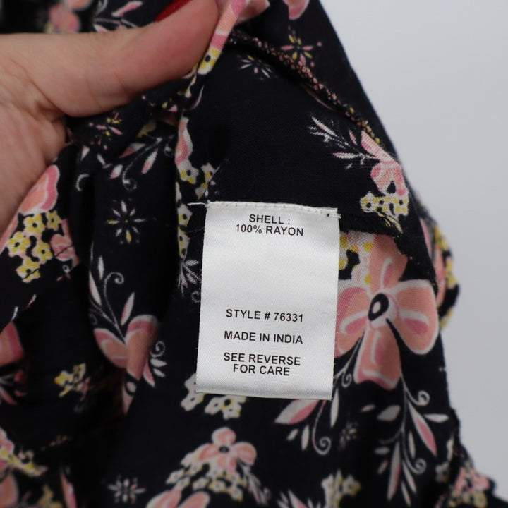 Rahi Cali A-Line Dress Women Small Black Floral Rayon Off The Shoulder Flare Hem