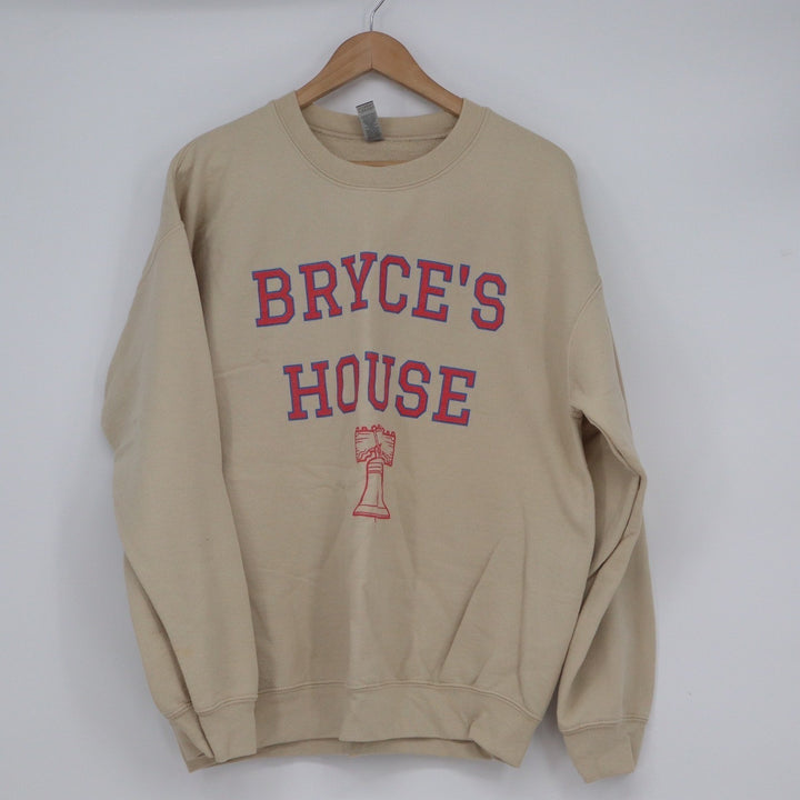 Gildan Bryce's House Philadelphia Baseball Graphic Crewneck Sweatshirt Tan L