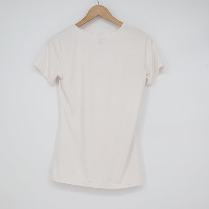 32 Degrees Cool Womens Scoop Neck Short Sleeve T-Shirt Off White Size S