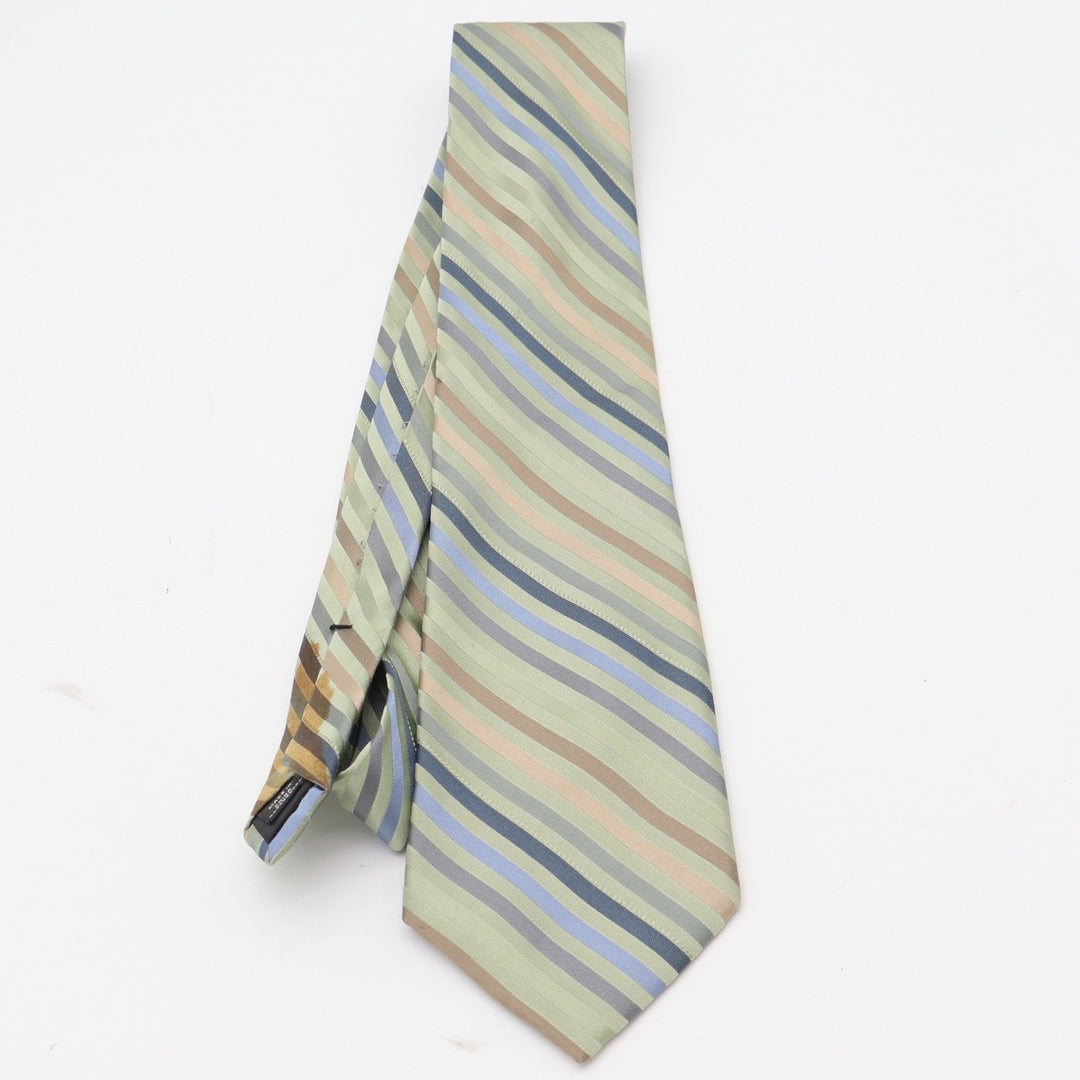 Axist Mens Necktie Sage Green Blue Tan Brown Diagonal Striped Classic