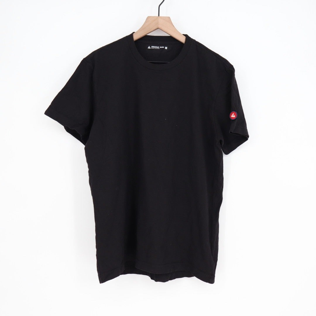 American Giant Mens Crewneck T Shirt Black Size M Made in USA Logo Patch