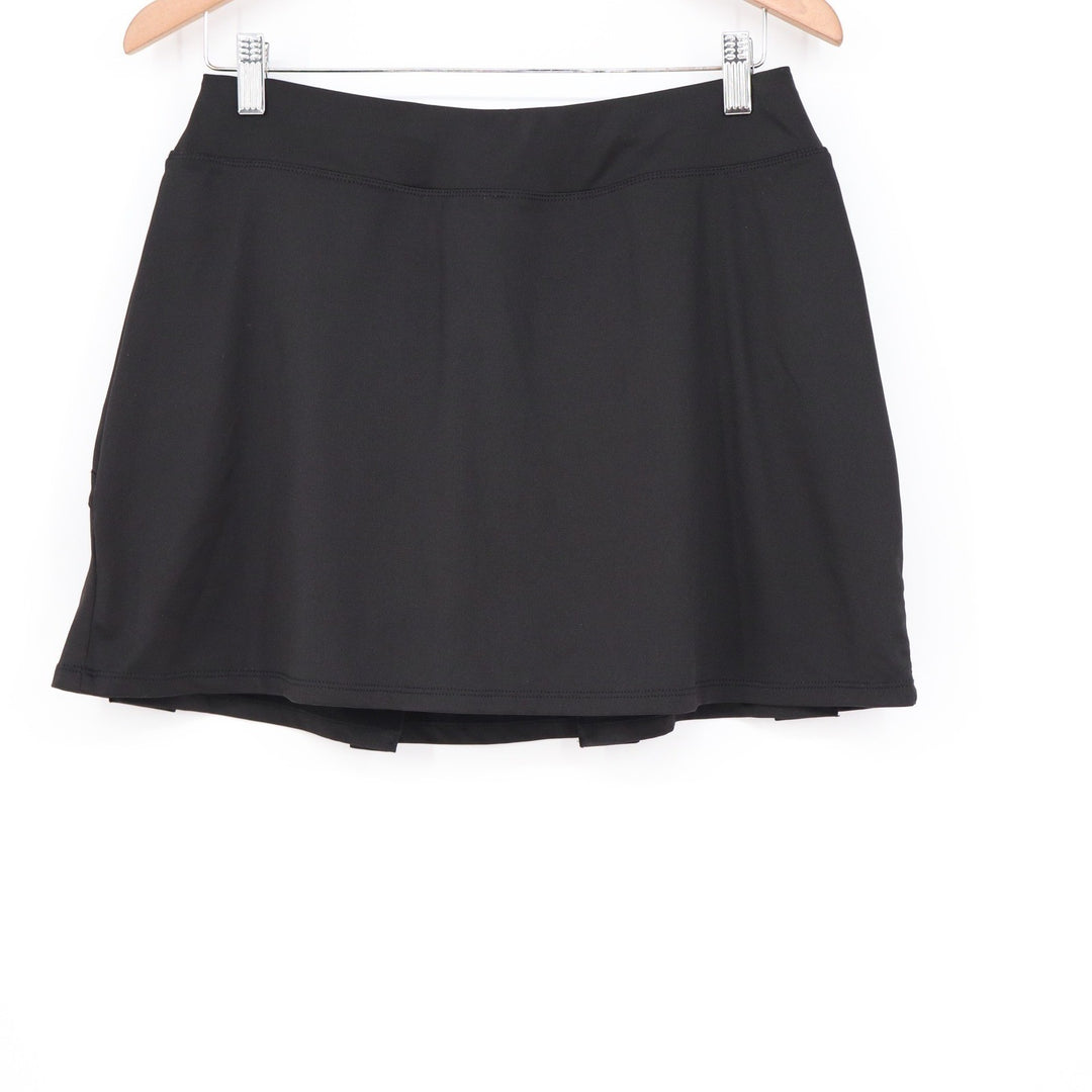 Black Pleated Athletic Skort Built-in Shorts Pockets Tennis Golf Size L/XXL