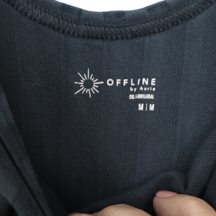 OFFLINE by Aerie OG Original Ribbed Midi Dress Charcoal Grey Sleeveless Medium