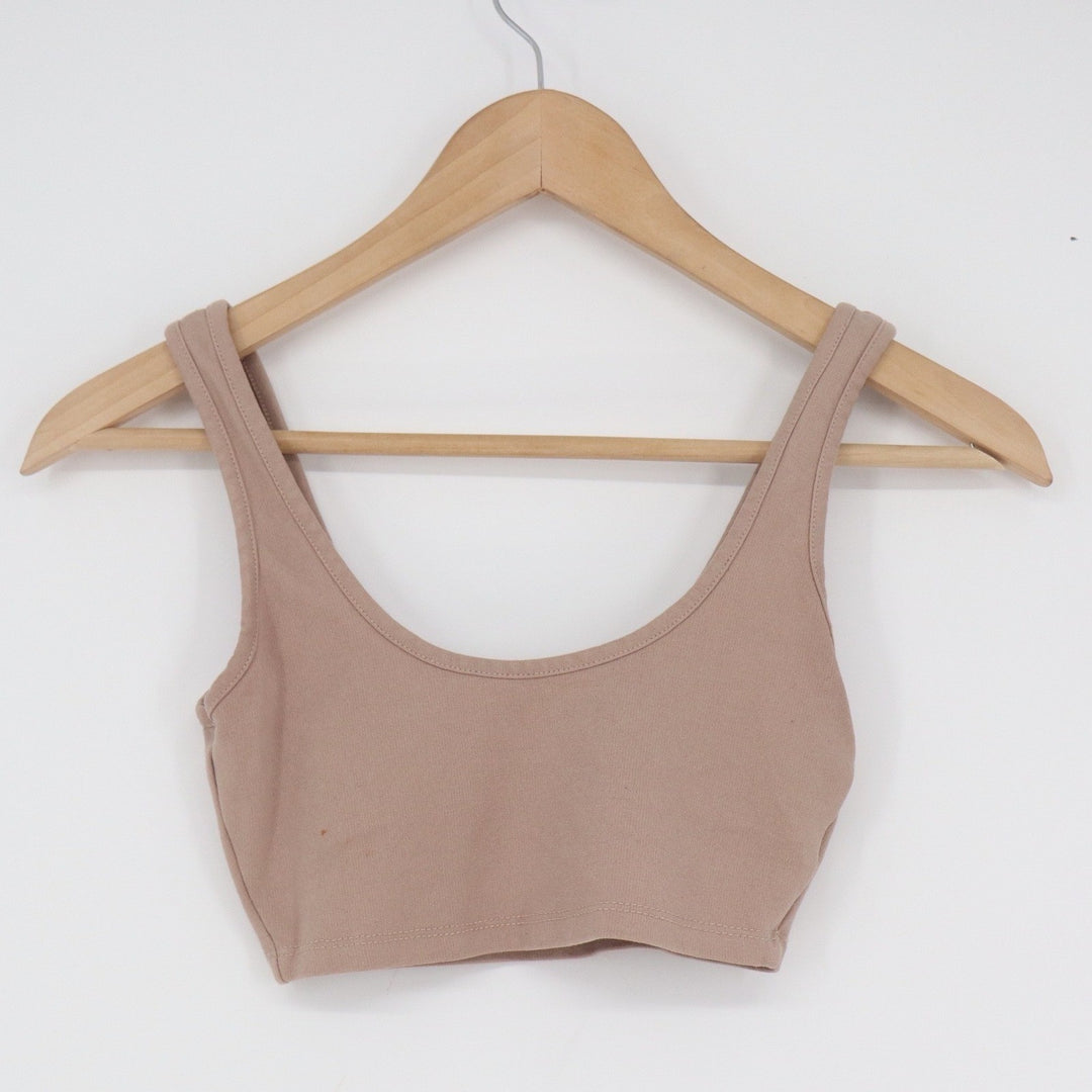 Fashion Nova Womens XS Taupe Mauve Scoop Neck Crop Top Sleeveless USA