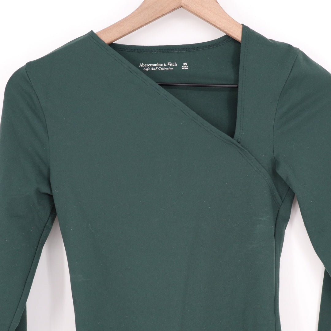 Abercrombie & Fitch Bodysuit Womens XS Emerald Green Stretch Casual Long Sleeve