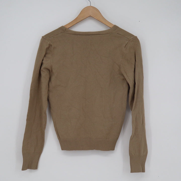 Emery Rose Tan Brown V-Neck Button Front Cardigan Sweater Womens Medium