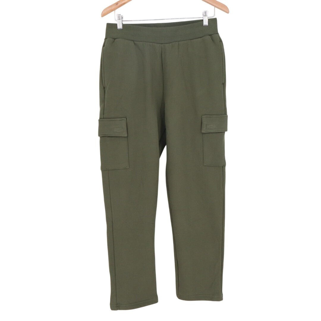 American Giant Sweatpants Womens Medium Green Cotton Fleece Lined Straight Leg