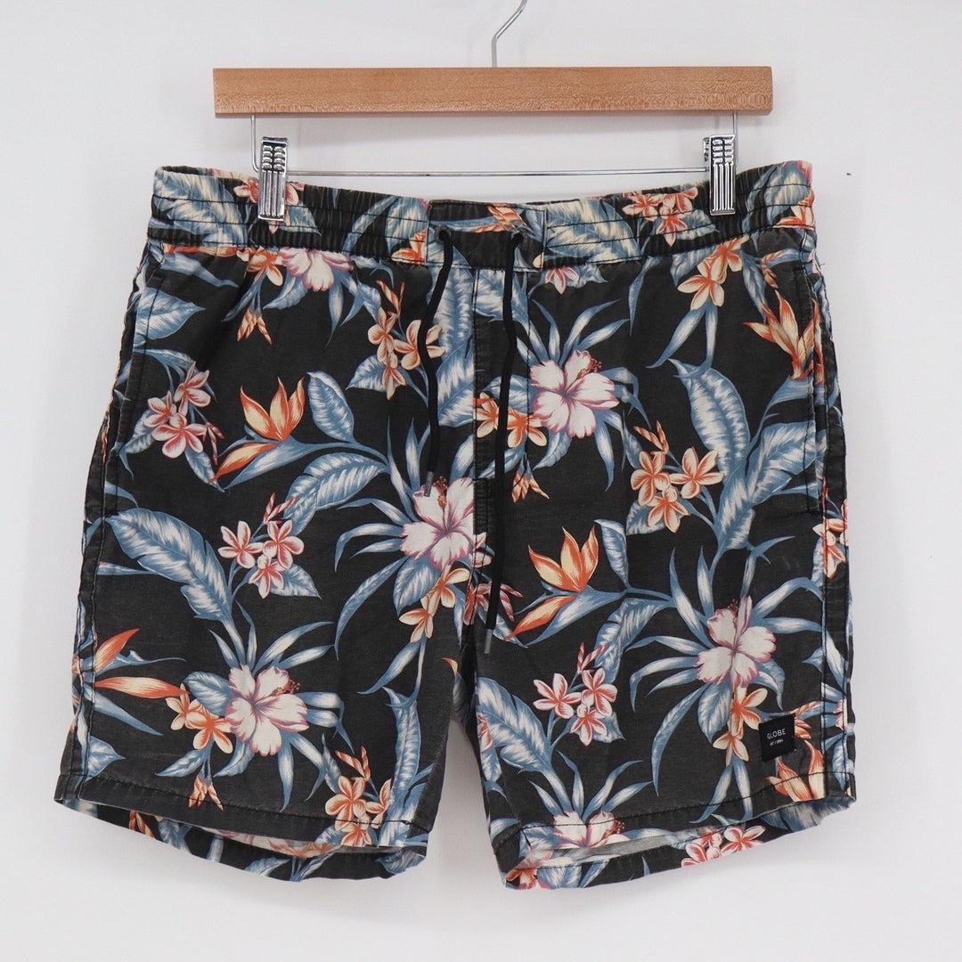 Globe Mens Black Floral Tropical Board Shorts Swim Trunks Size 33