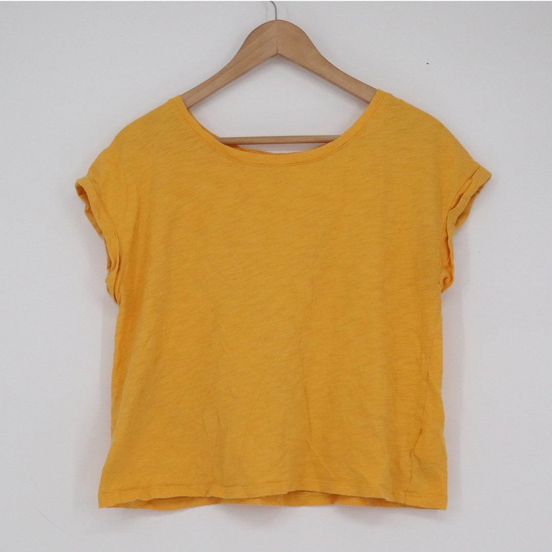 Gap Easy Tee Womens Small Yellow Cotton Slub Scoop Neck Short Sleeve T-Shirt