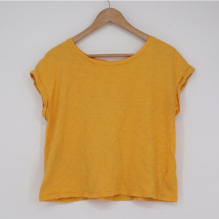 Gap Easy Tee Womens Small Yellow Cotton Slub Scoop Neck Short Sleeve T-Shirt