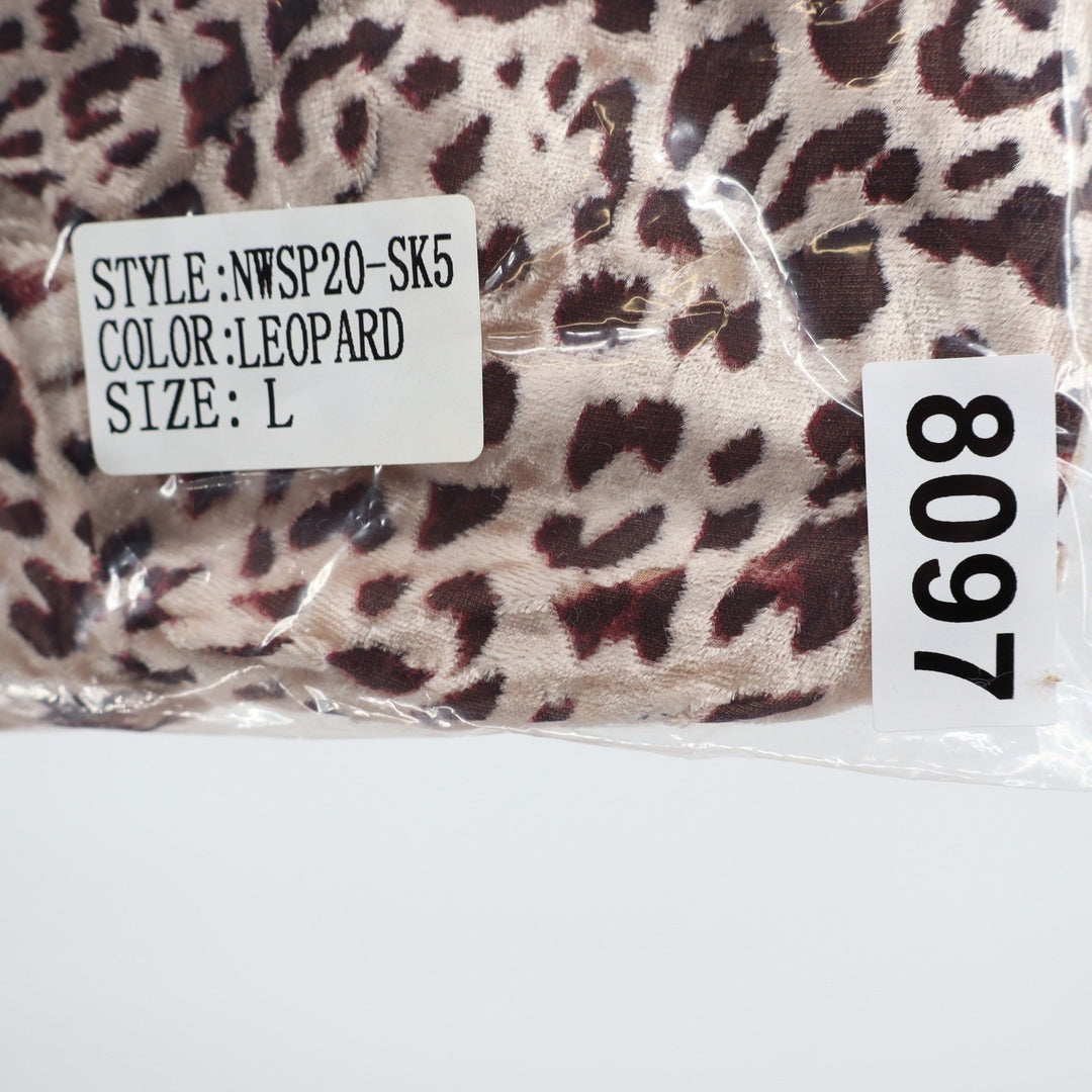 Naked Wardrobe Leopard Print Ruffle Mini Skirt Velvet Brown Large