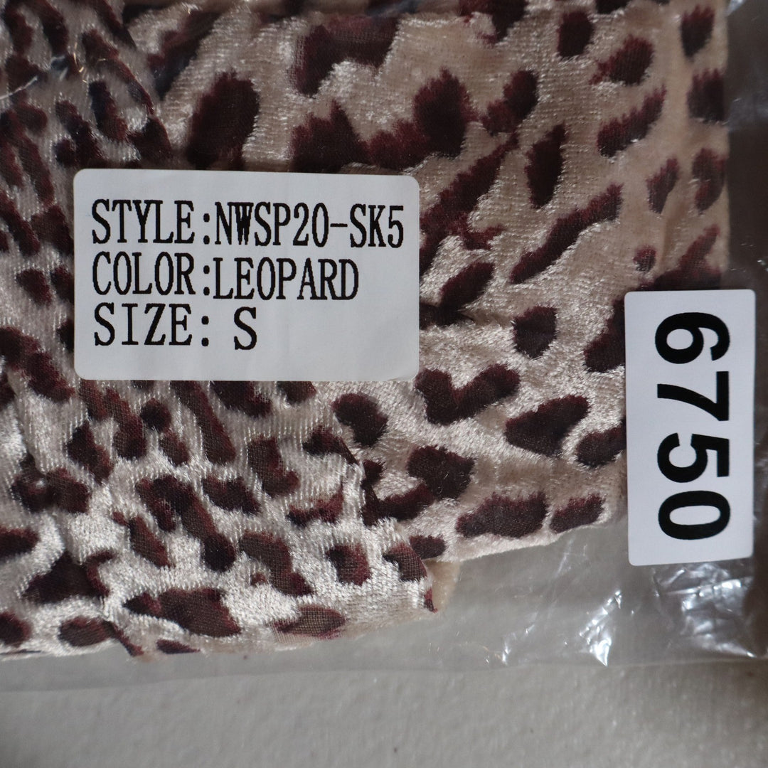 Naked Wardrobe Leopard Print Draped Ruffle Mini Skirt Brown Small