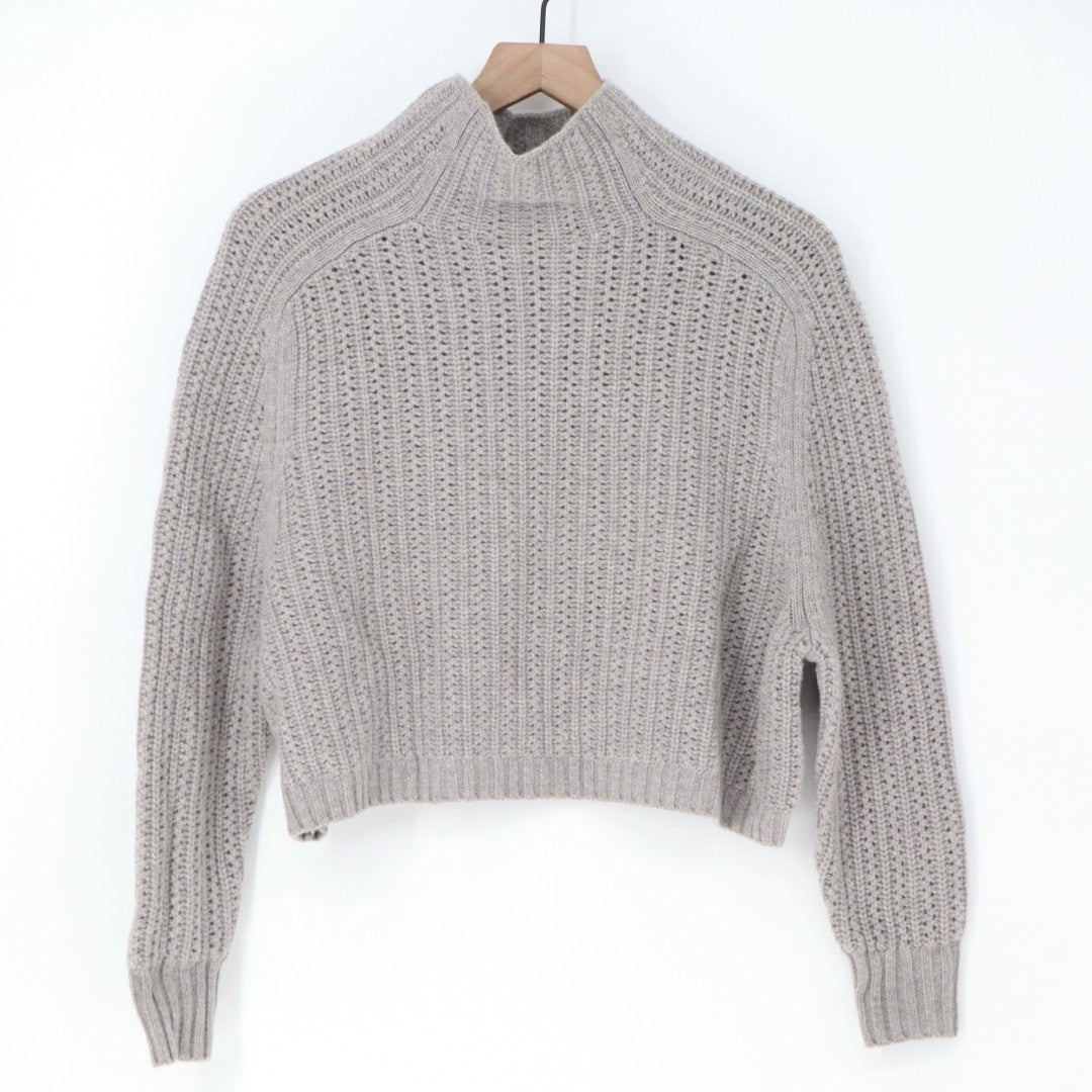 Madewell Cropped Sweater Womens 2XS Gray Knit Wool Mock Neck Long Sleeve Outdoor