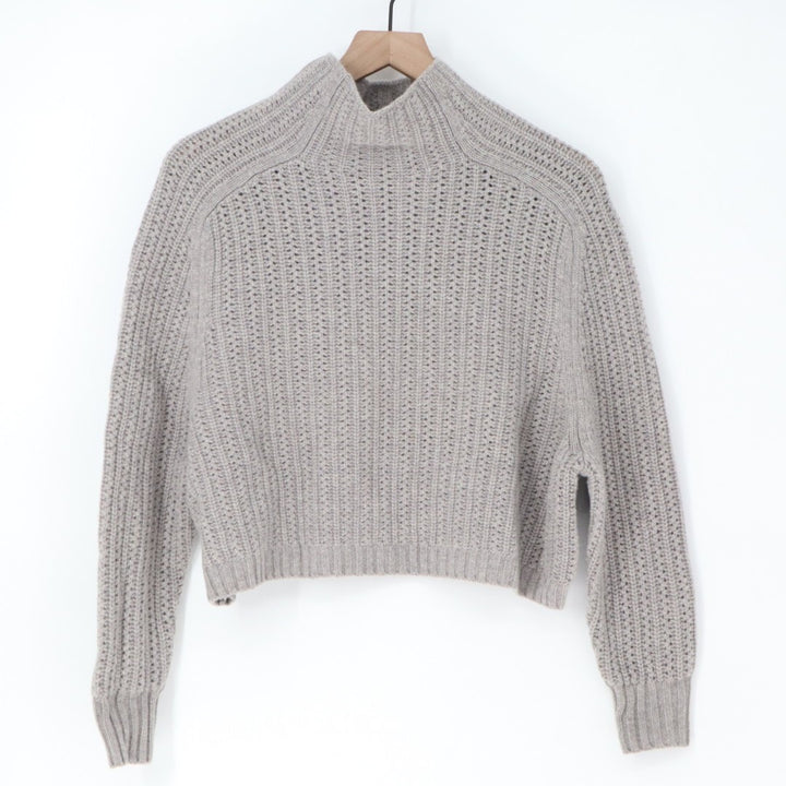 Madewell Cropped Sweater Womens 2XS Gray Knit Wool Mock Neck Long Sleeve Outdoor
