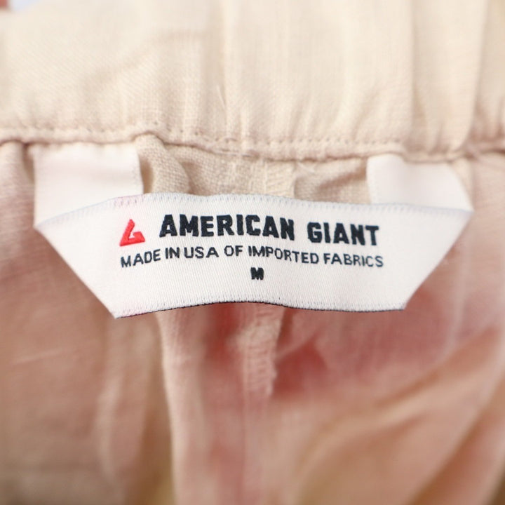 American Giant Pants Womens Medium Beige Linen Relaxed Fit Wide Leg Summer Wear