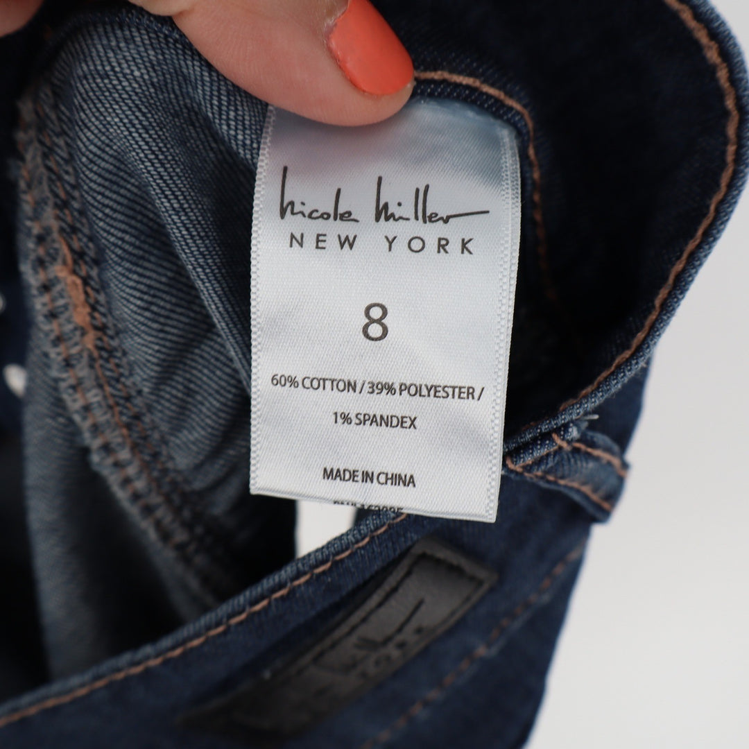 Nicole Miller New York Mens Dark Wash High Rise Denim Shorts Size 8