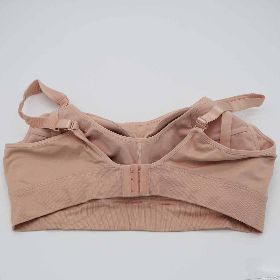 Momcozy Nursing Bra Women XL Oyster Pink Nylon Stretch Adjustable Strap Wireless