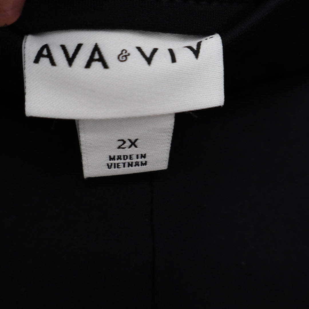Ava & Viv Womens Black Ponte Pull On Tapered Leg Pants Plus Size 2X Stretch