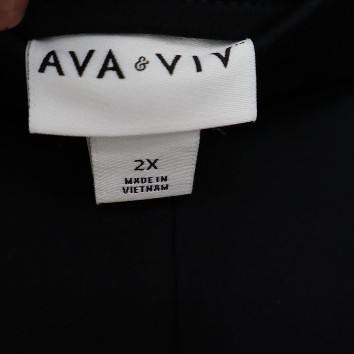 Ava & Viv Womens Black Ponte Pull On Tapered Leg Pants Plus Size 2X Stretch