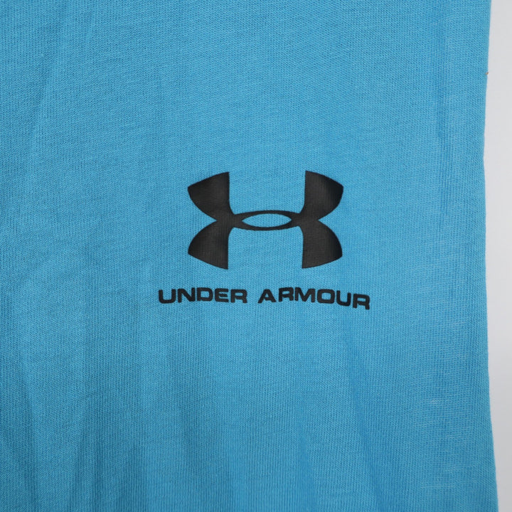 Under Armour Mens Left Chest Cut Off Tank Blue Muscle Tee Small