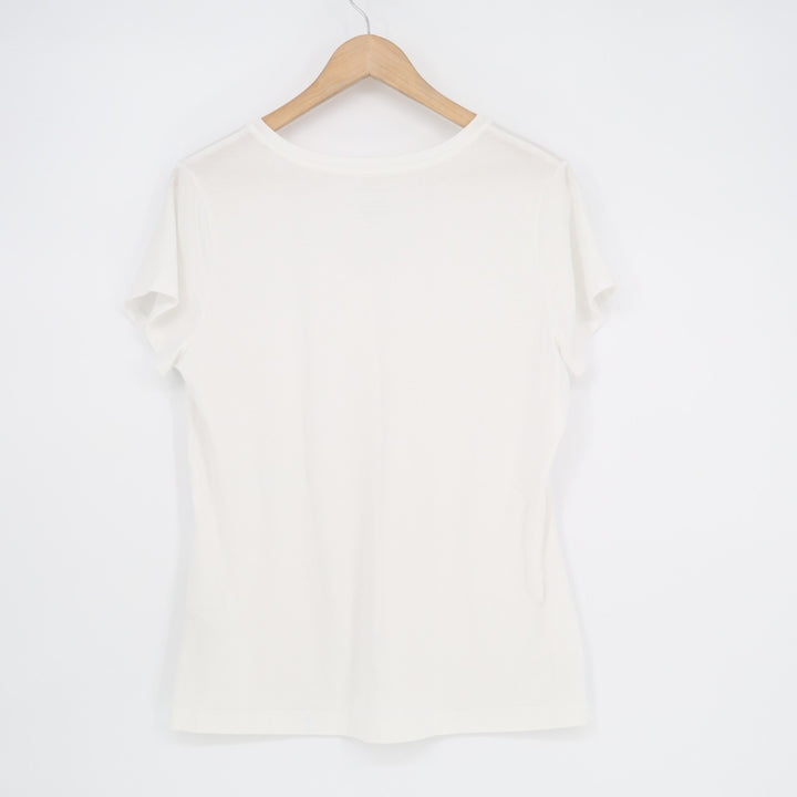 Banana Republic Timeless T-Shirt Intemporel Women Large White Crew Neck Pullover