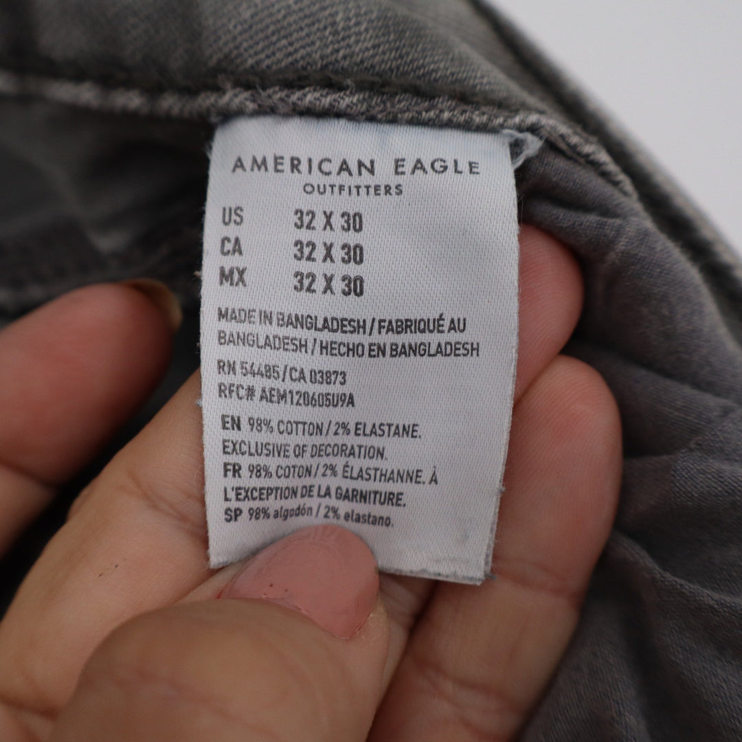 American Eagle Airflex+ Skinny Distressed Gray Ripped Jeans Mens 32x30
