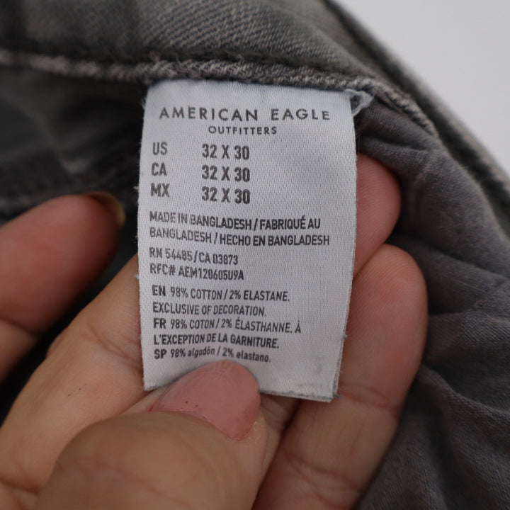 American Eagle Airflex+ Skinny Distressed Gray Ripped Jeans Mens 32x30