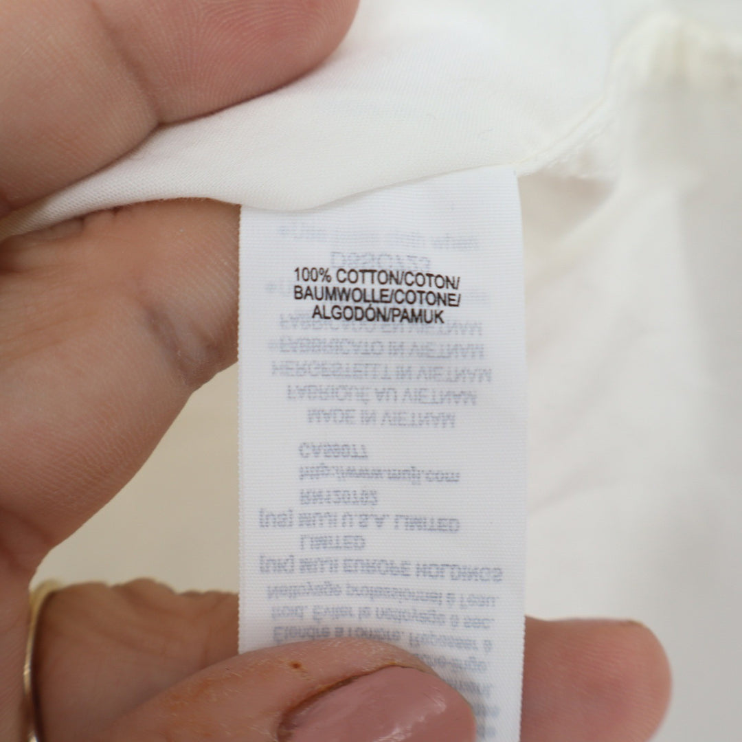Muji Mens Long Sleeve Cotton Button Down Shirt Off White Size L