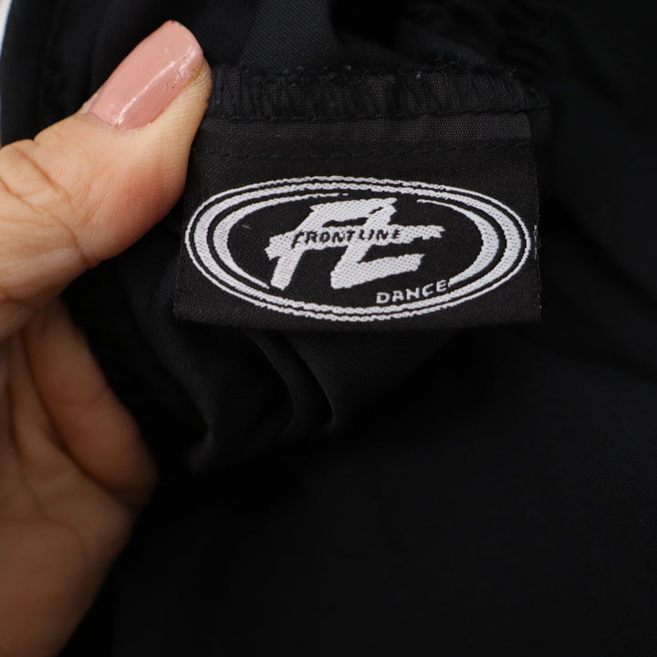 Frontline Dance Microfiber Track Pants Black Blue White Side Stripe Small