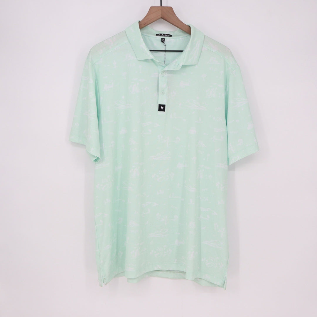 Bad Birdie Southwest Loop Golf Polo Mint Green Graphic Print Mens 2XL