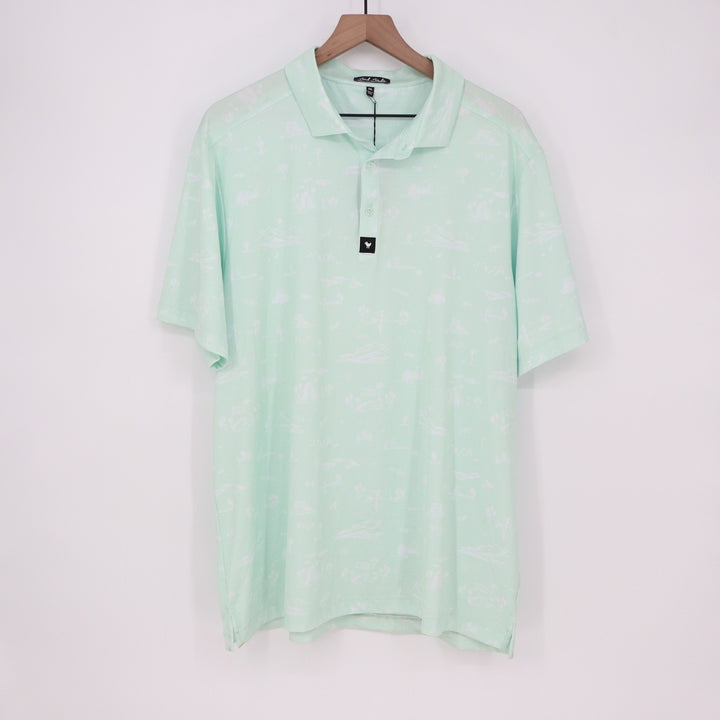 Bad Birdie Southwest Loop Golf Polo Mint Green Graphic Print Mens 2XL
