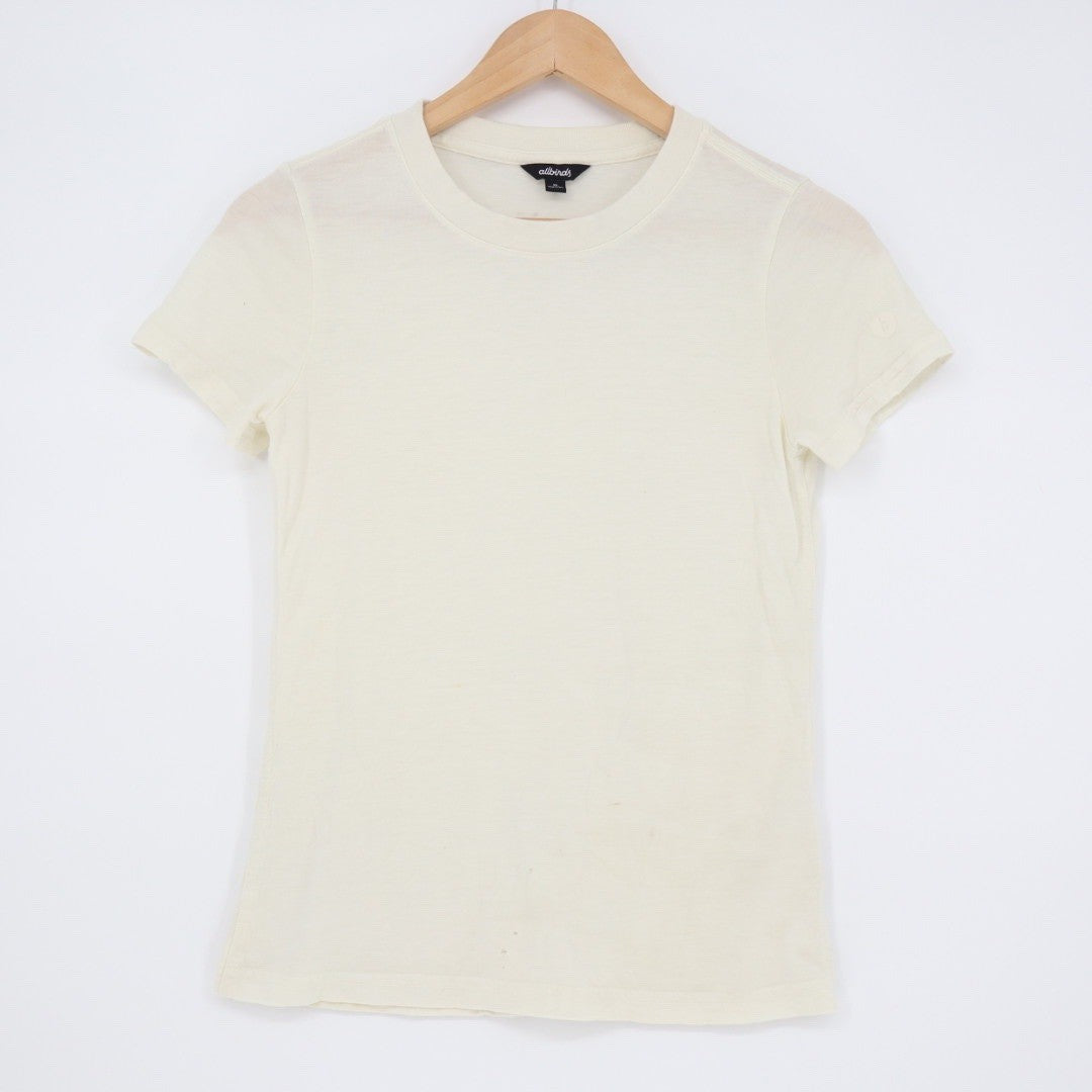Allbirds Womens Cream Crew Neck T Shirt Basic Tee XS Made in Peru