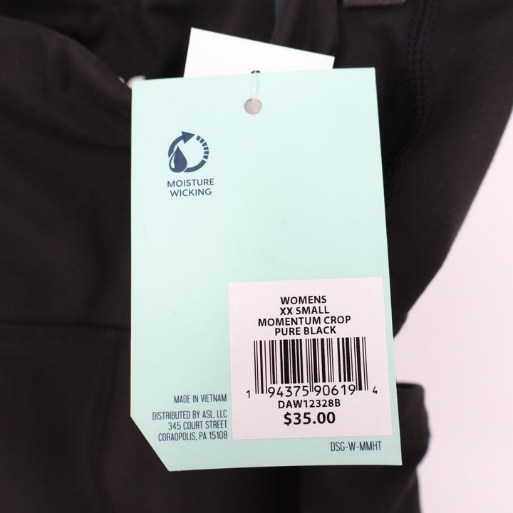 DSG Womens Momentum Crop Leggings Pure Black High Rise XXS New