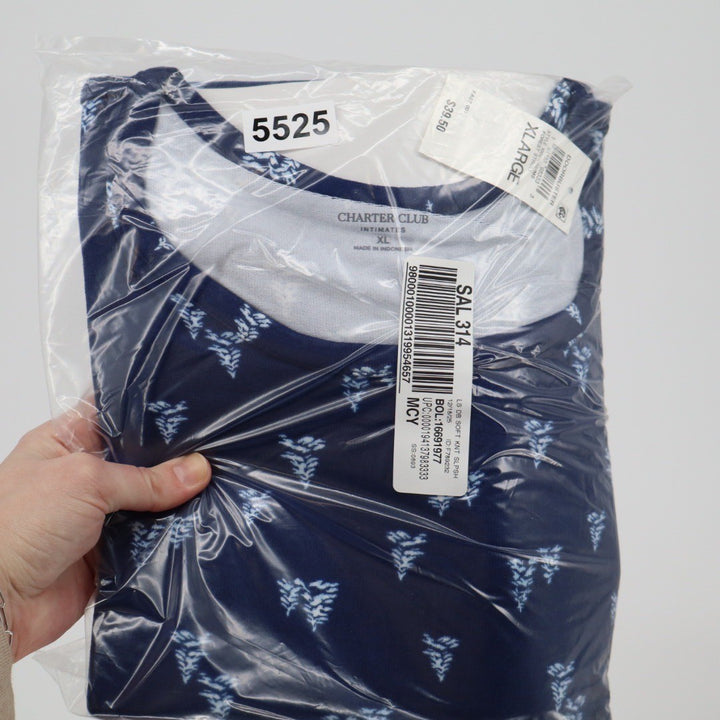 Charter Club Intimates Womens XL Navy Blue Forest Print Soft Knit Sleepshirt NEW