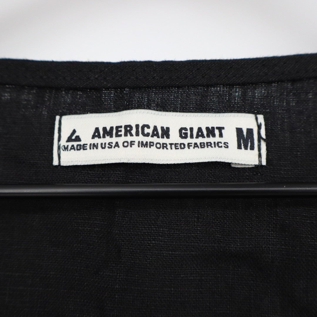American Giant Tank Dress Womens Medium Black Linen V-Neck Pockets Everyday Wear