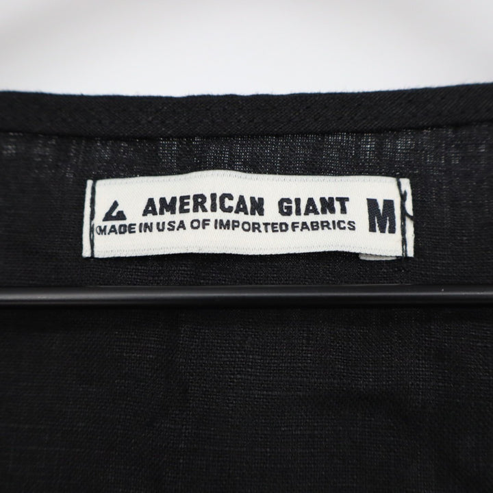 American Giant Tank Dress Womens Medium Black Linen V-Neck Pockets Everyday Wear