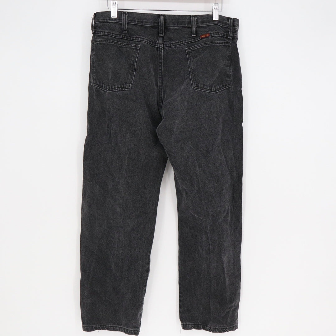 Rustler Mens Regular Fit Straight Leg Black Denim Jeans 36x32 Faded